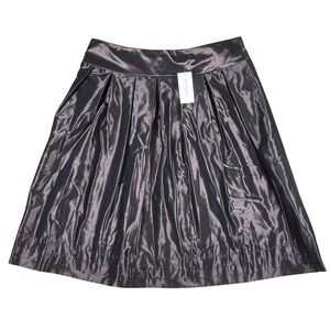 Banana Republic Metallic Bronze Pleated A-Line Skirt 12 Retro Glam Preppy NWT